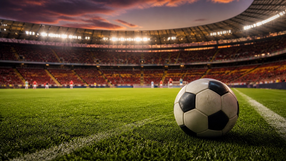 Fußballstadion in Spanien am Abend